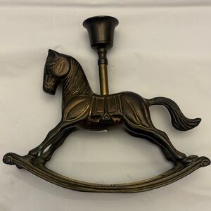 Brass Rocking Horse Candle Holder